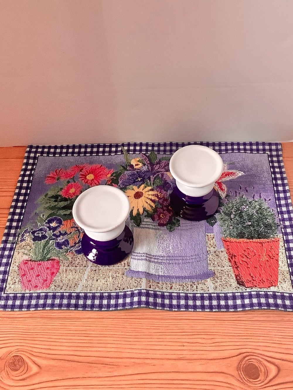 NWOT  Candle Holders  &  Tapestry Centerpiece